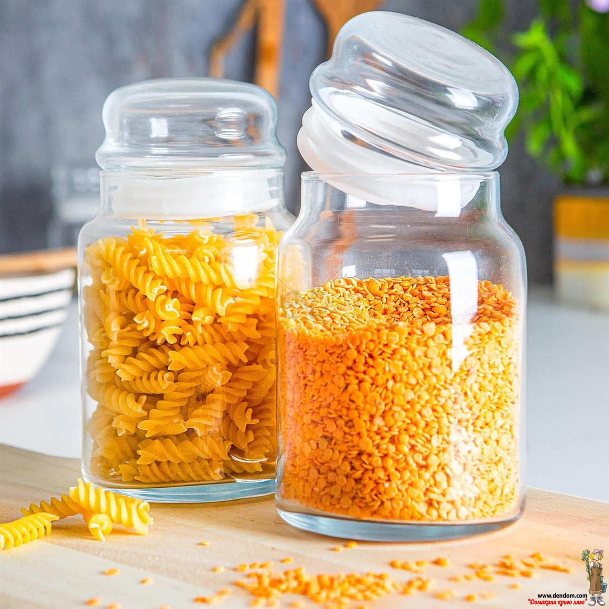 Borcan de sticlă cu capac pentru depozitare LAV Sera, 635 ml, 2 buc.