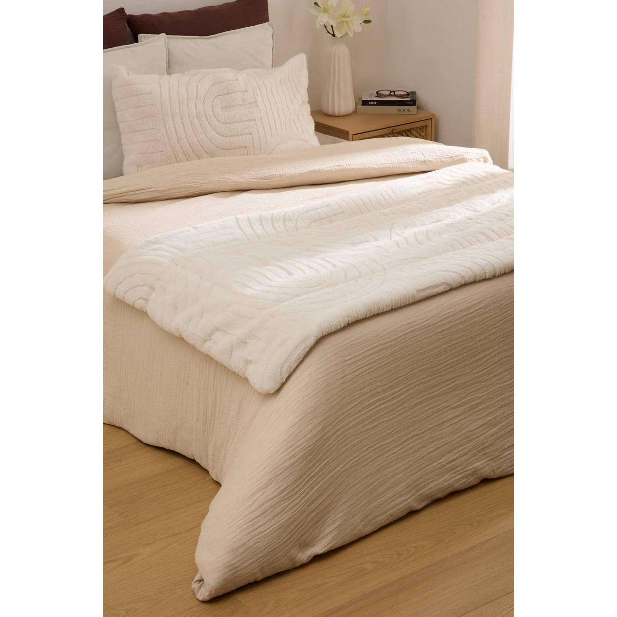 Pătură Atmosphera Arka, Jacquard, 80x180 cm, Ivory