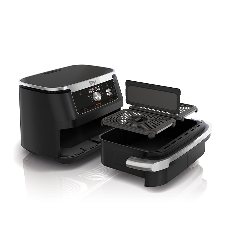 Friteuză cu aer cald Ninja Flex Drawer AF500EU, capacitate 2 kg, 2470 W, interval de temperatură 40 - 240 °C, două zone de gătit, 7 programe, negru