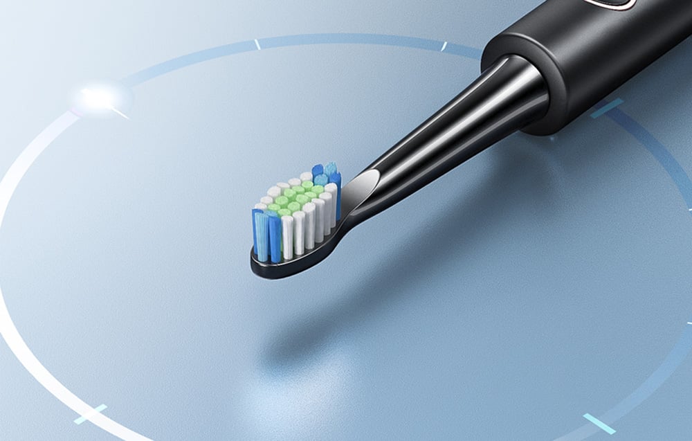 Periuță de dinți electrică cu ultrasunete FairyWill FW-E11 cu 8 accesorii și husă, Neagră