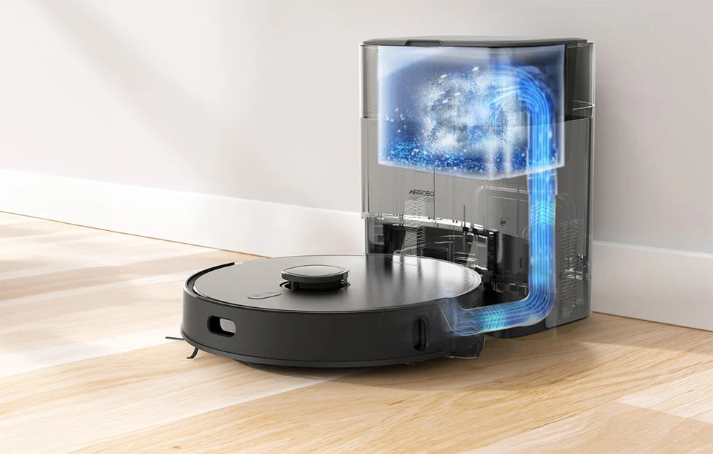 Aspirator robot cu stație AirRobo T20+, 60W, Mop, 3200mAh, filtre HEPA, Negru