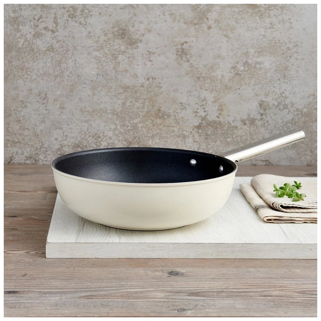 Tigaie wok Smeg KFW3001CRM 30 cm, 5,3 l, Cremă