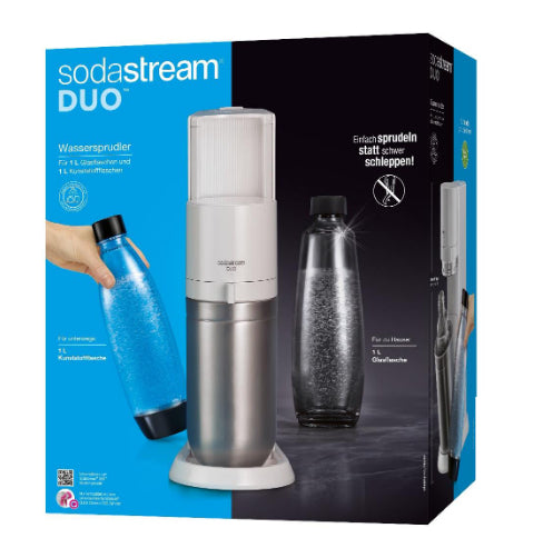Aparat de băuturi carbogazoase Sodastream DUO 60L, 1 litru, 2 carafe, argintiu/gri