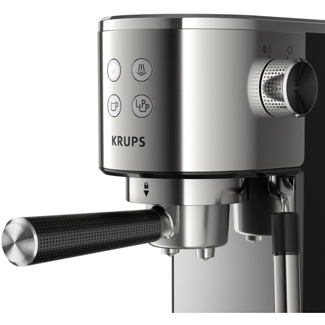 Espressor Krups Virtuoso XP442C11, 15 bar, 1400 W, Tehnologie Thermoblock, Capacitate 1 l, Argintiu/Negru