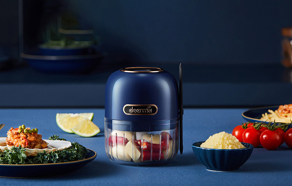 Tocător electric de legume Deerma JS100, 40W, 150 ml, Albastru