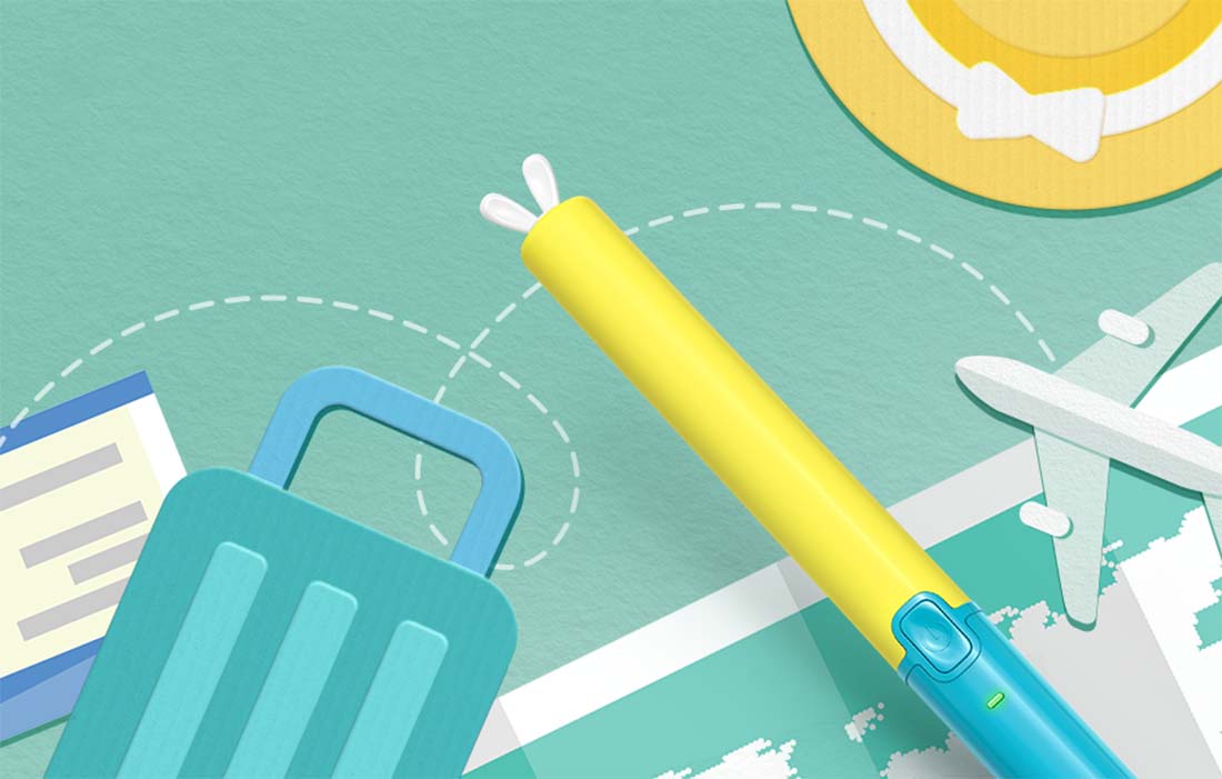 Periuță de dinți electrică pentru copii FairyWill FW-2001, set de accesorii, albastră