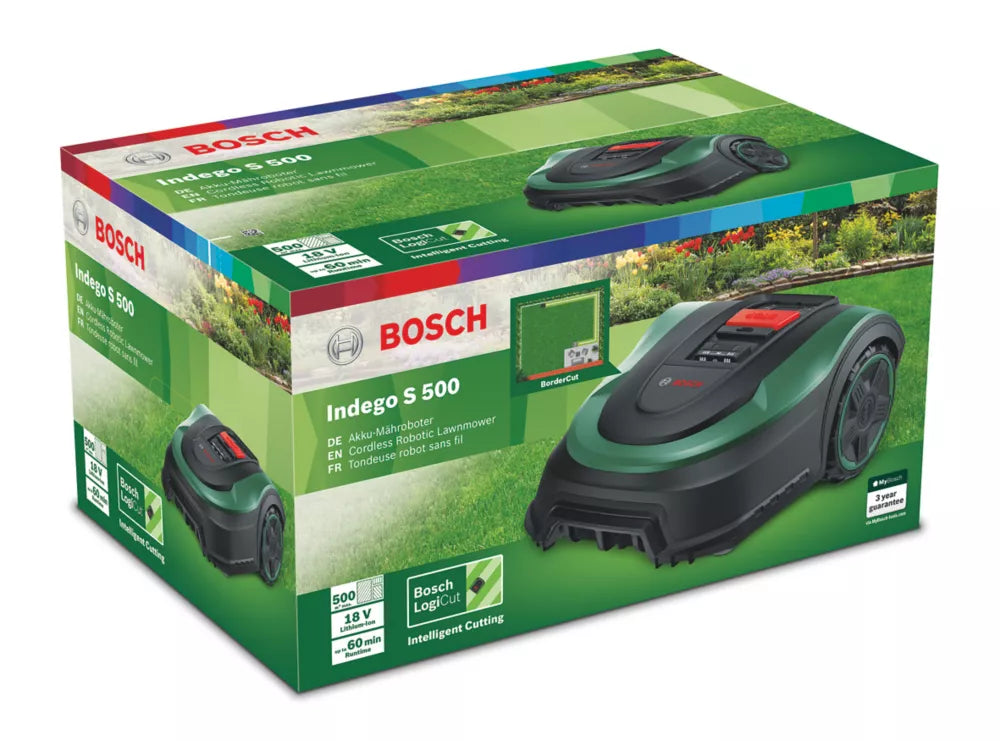 Mașină de tuns iarba robotizată Bosch Indego S 500, 18 V, 500 m2, Verde/Negru