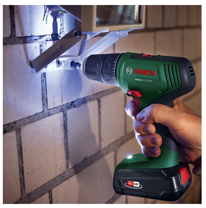 Mașină de găurit Bosch Easydrill, 18V-40, cu baterie, 1x 2.0Ah + încărcător AL18V-20, Verde