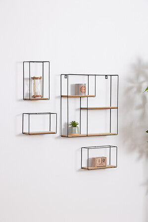 Raft de perete Atmosphera Ally, metal și MDF, 4 bucăți