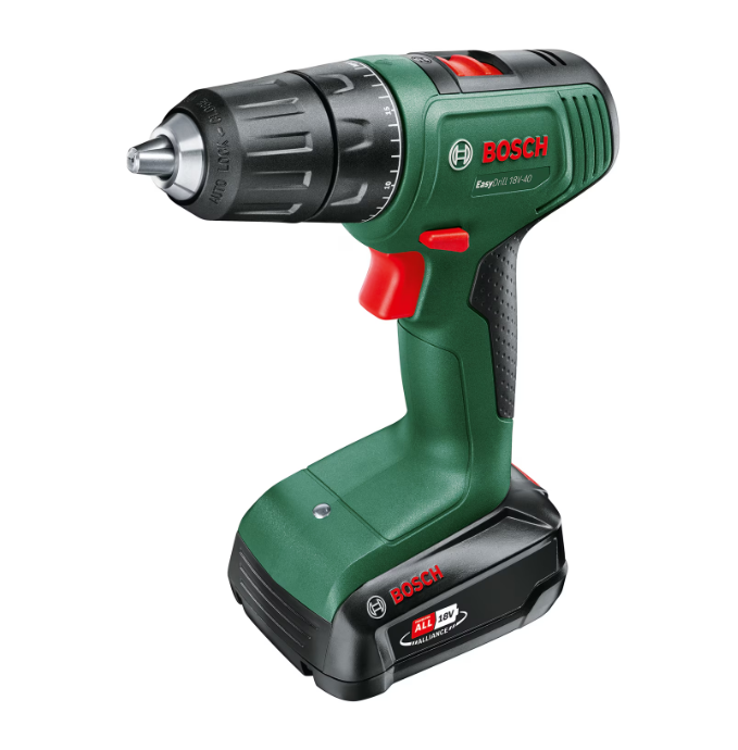 Mașină de găurit Bosch Easydrill, 18V-40, cu baterie, 1x 2.0Ah + încărcător AL18V-20, Verde