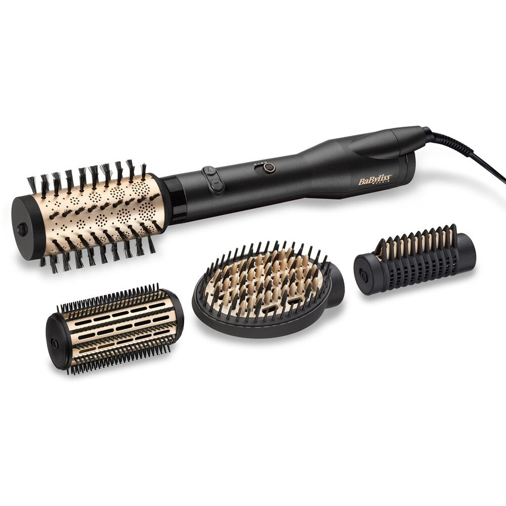 Perie electrică de păr BaByliss Big Hair Luxe AS970E, 650W + 4 accesorii, tehnologie ionică, înveliș ceramic, jet de aer rece, negru mat / auriu