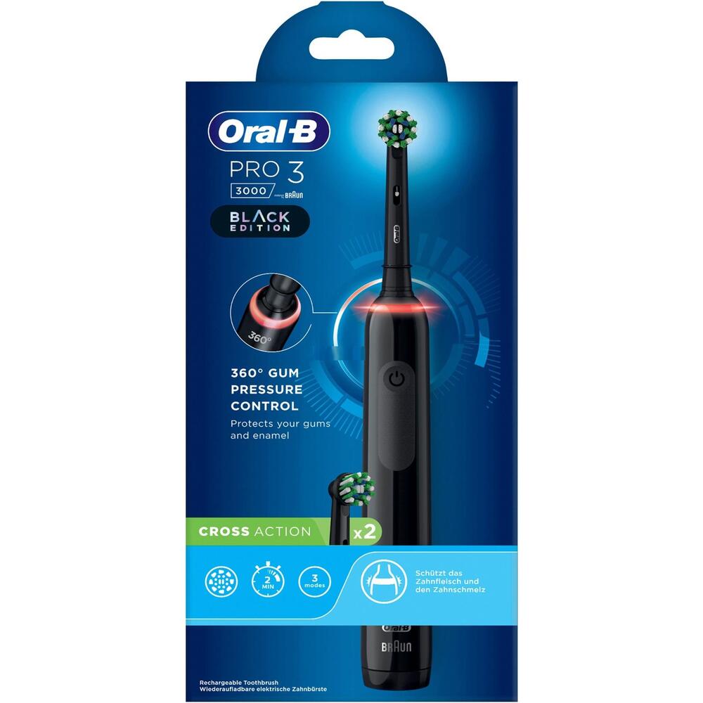 Periuță de dinți electrică, Oral-B Pro 3 300 Sensitive Clean, 759790, Negru