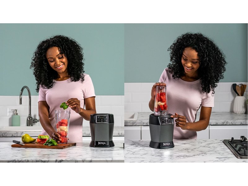 Blender Ninja BN495EU, 1000W, 700 ml, tehnologie Auto-iQ, tehnologie Ninja Blade, Gri/Negru