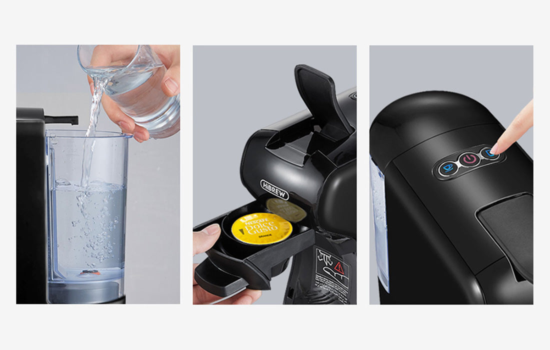 Espressor multifuncțional 4 în 1 HiBrew H1A, opțiune cafea și capsulă, 1450 w, 19 bar, negru