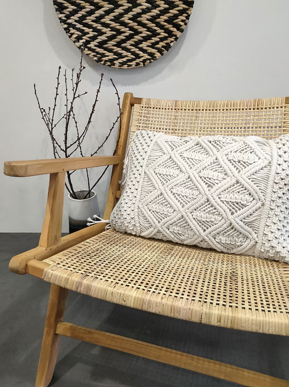 Pernă decorativă Atmosphera Macrame, 30x50 cm, Ivory