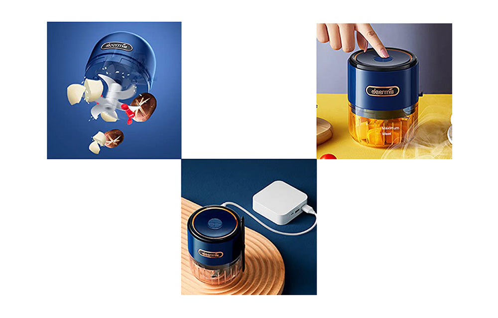 Tocător electric de legume Deerma JS100, 40W, 150 ml, Albastru