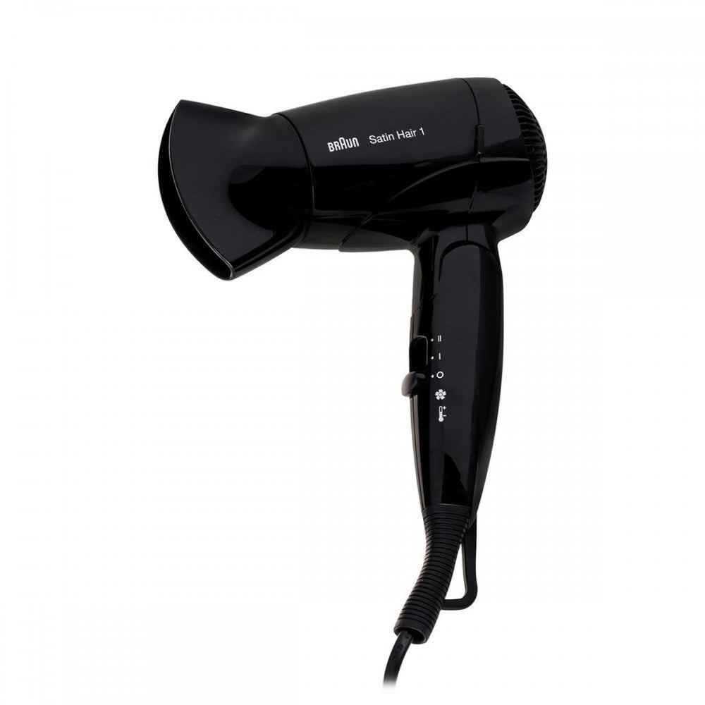 Uscător de păr Braun Satin Hair HD 130, 1200 W, 2 setări de temperatură, negru