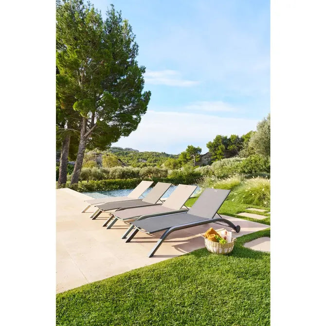 Сгъваем шезлонг с колелца Hesperide Jimani, Алуминий, Регулируем