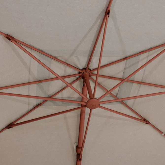 Градински чадър със странична стойка Hesperide Melhia, Накланящ се, Olefin, Махагон/Лен, 4x3 m