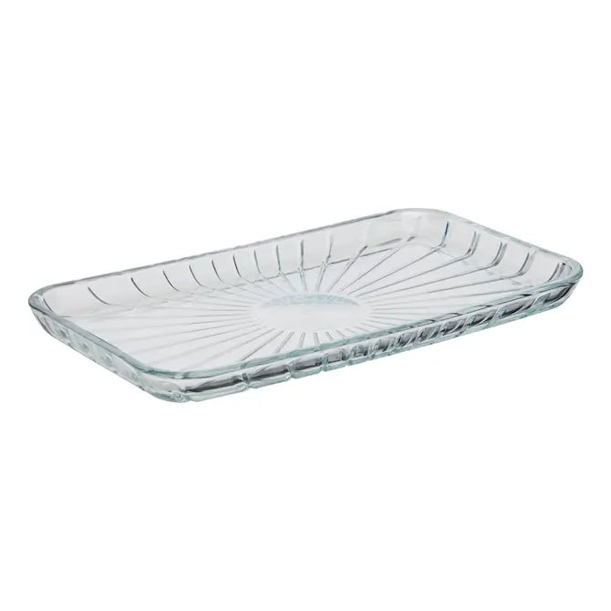 Platou de servire Secret de Gourmet, sticlă transparentă, 27,6x16,2x2,1cm
