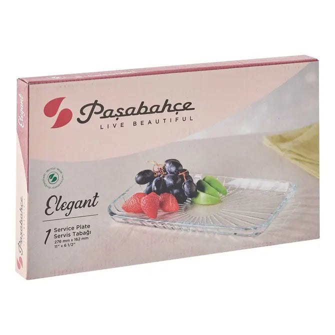 Platou de servire Secret de Gourmet, sticlă transparentă, 27,6x16,2x2,1cm