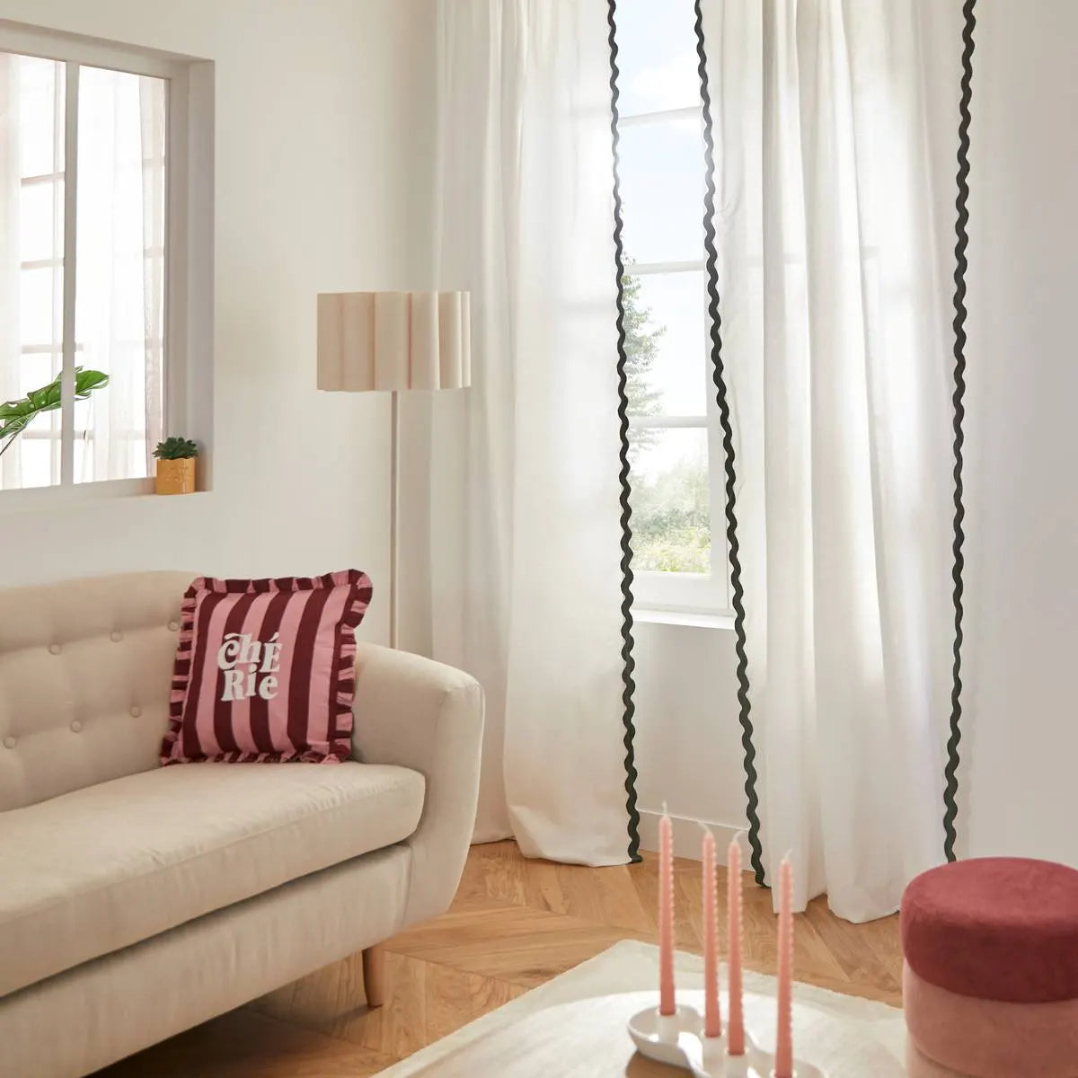 Perdea Atmosphera Chéri, 140x260 cm, Cu bumbac, Alb, Cu margine ondulată