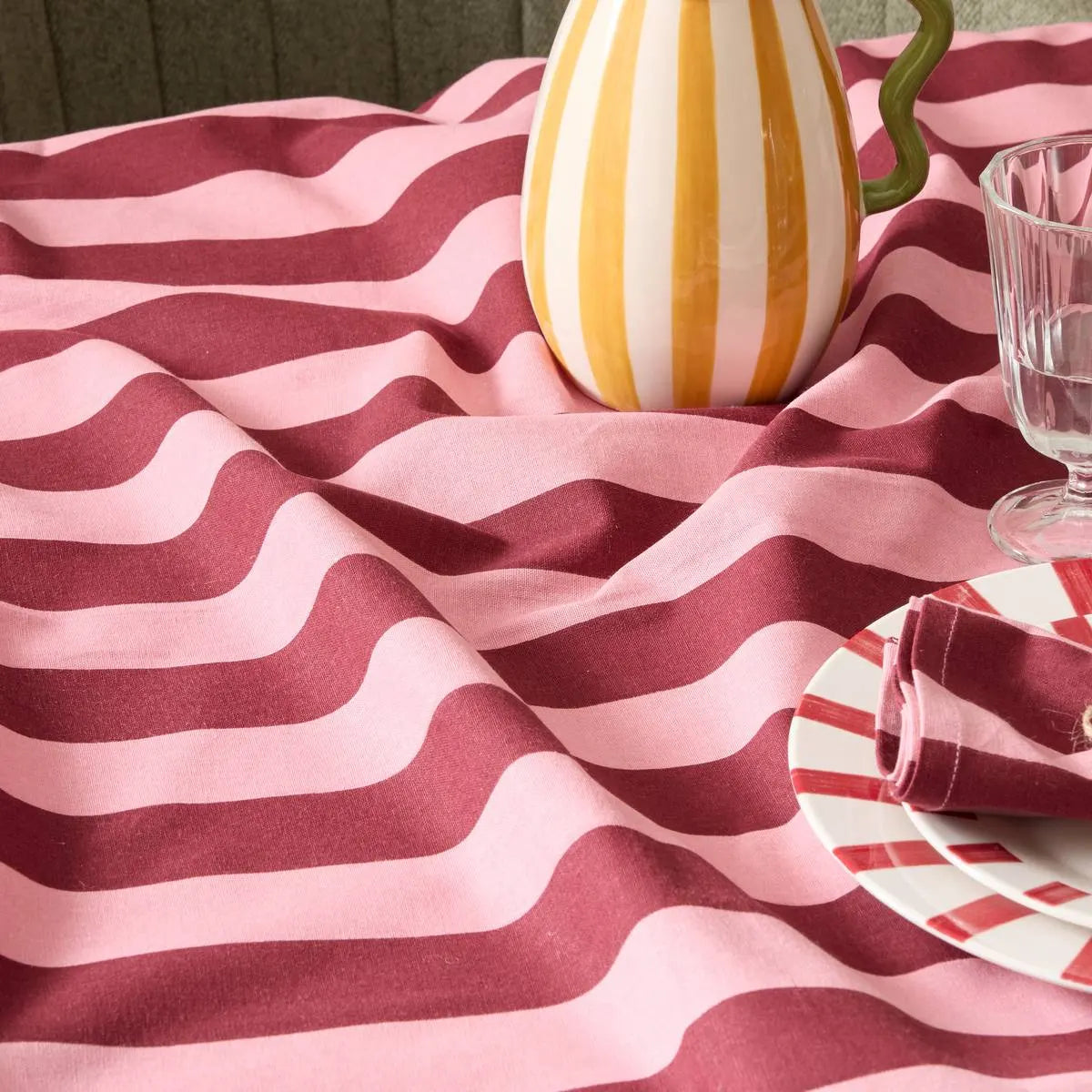 Față de masă Atmosphera Cheri, Bumbac, Imprimat, Roșu, 150x250 cm