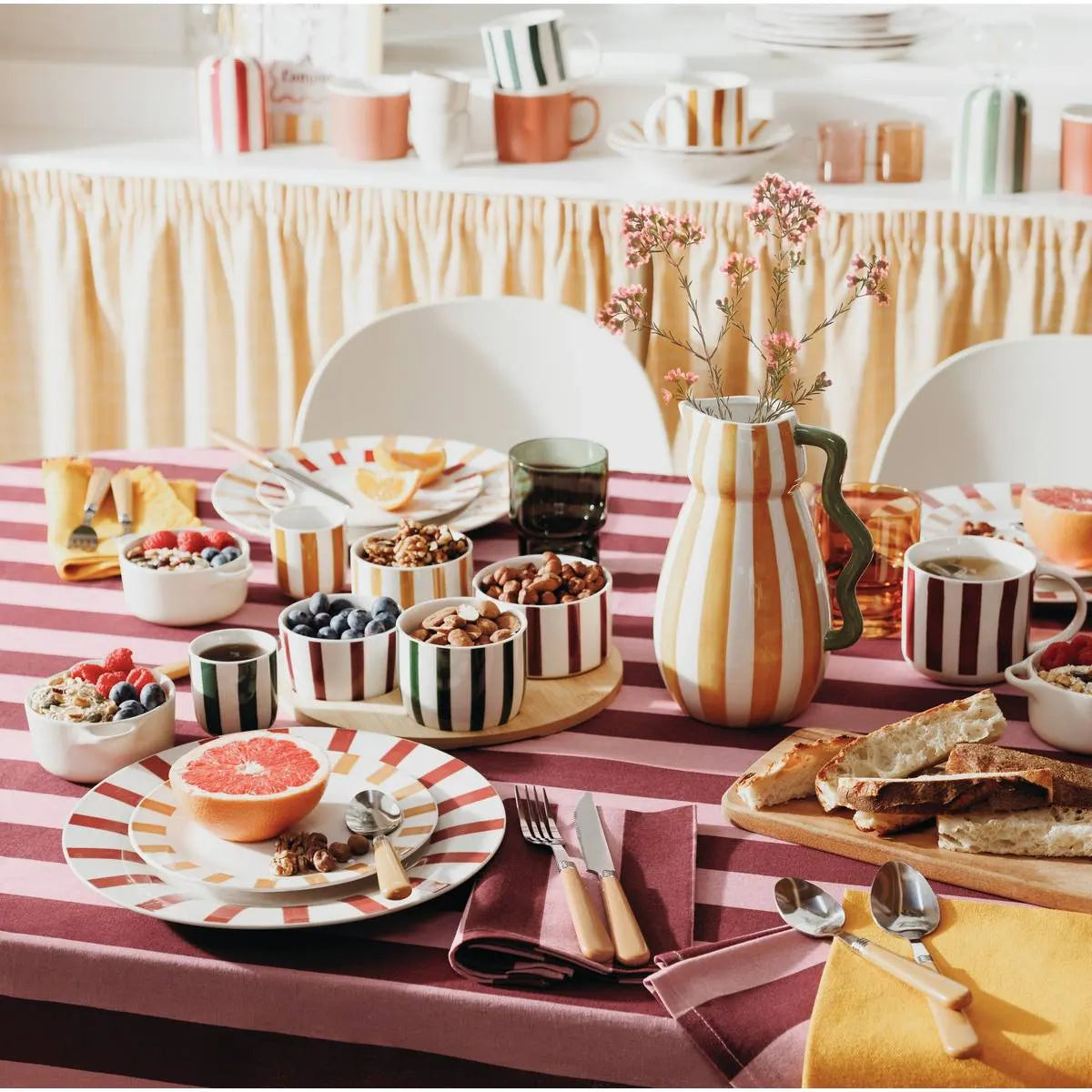 Față de masă Atmosphera Cheri, Bumbac, Imprimat, Roșu, 150x250 cm