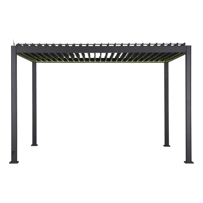 Pergolă electrică Hesperide Evora, aluminiu, culoare lut, 4x3 m