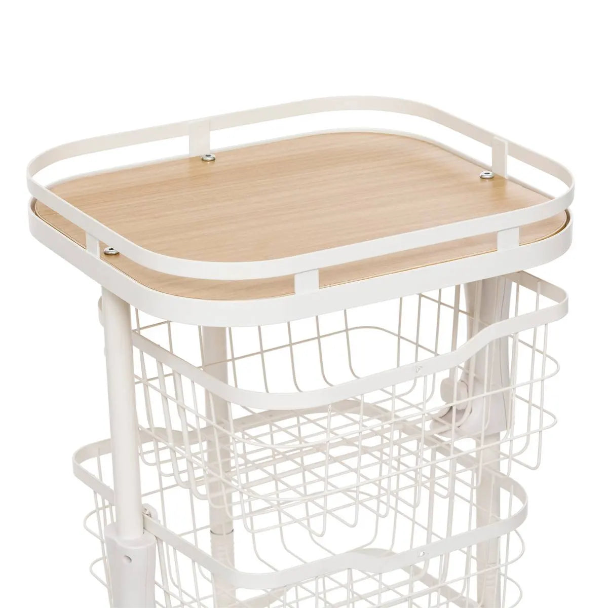 Cărucior de bucătărie 5five Balm, MDF și metal alb, 5 coșuri, 34,5x31x91 cm