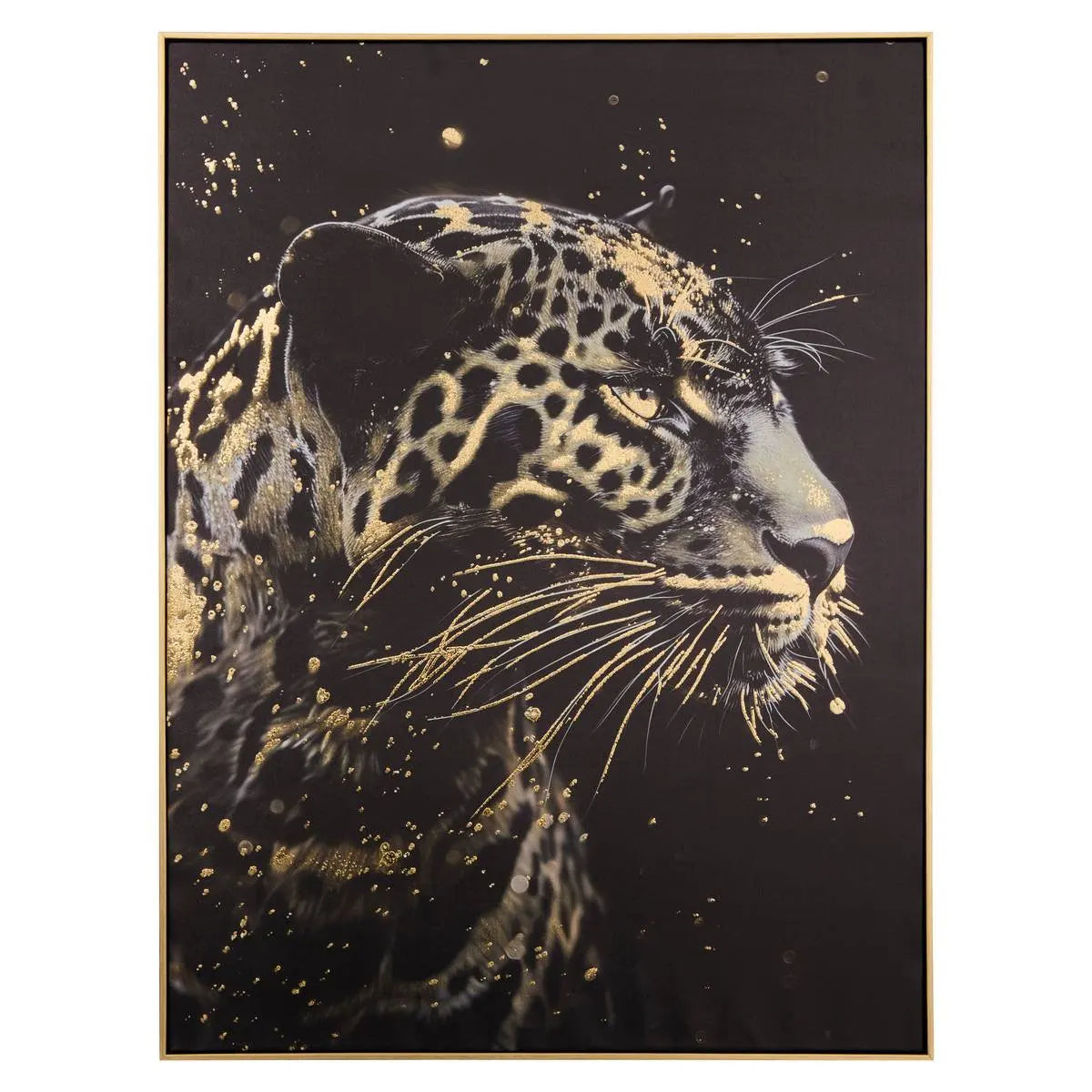 Pictură Atmosphera Lupita, Imprimeu pe pânză 58x78 cm, Leopard, Efect de aluminiu