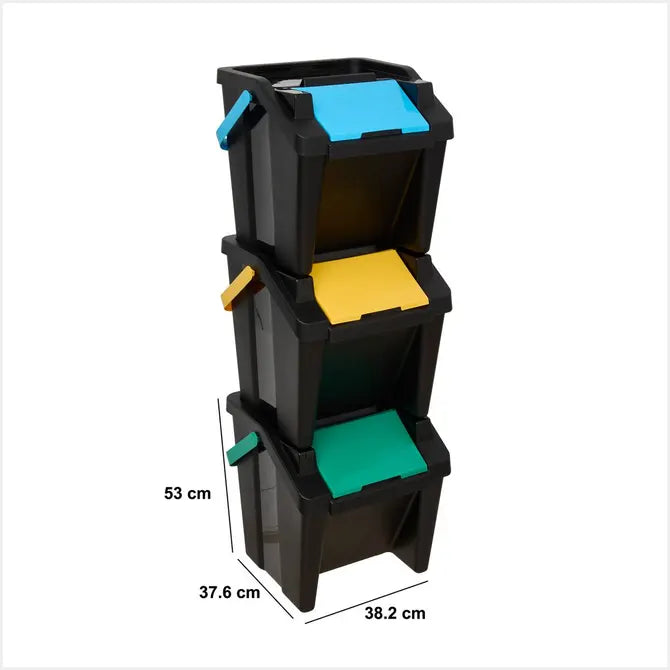 Set de 3 coșuri de gunoi 5five, Plastic, 30 l