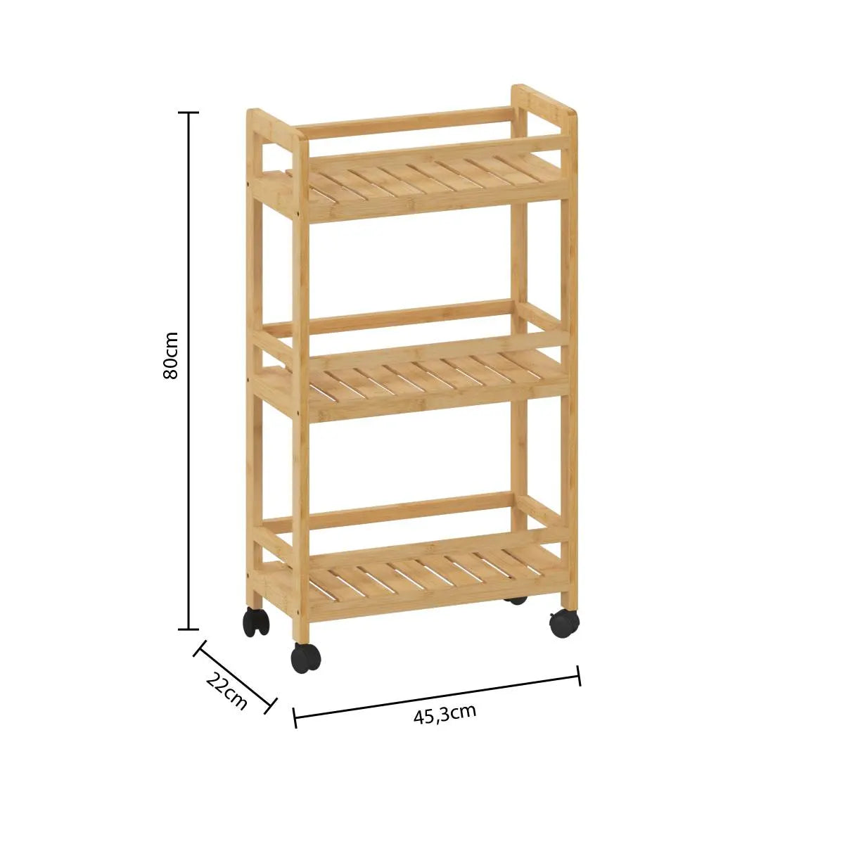 Cărucior de bucătărie 5five Linha, Mic, Bambus, 3 niveluri