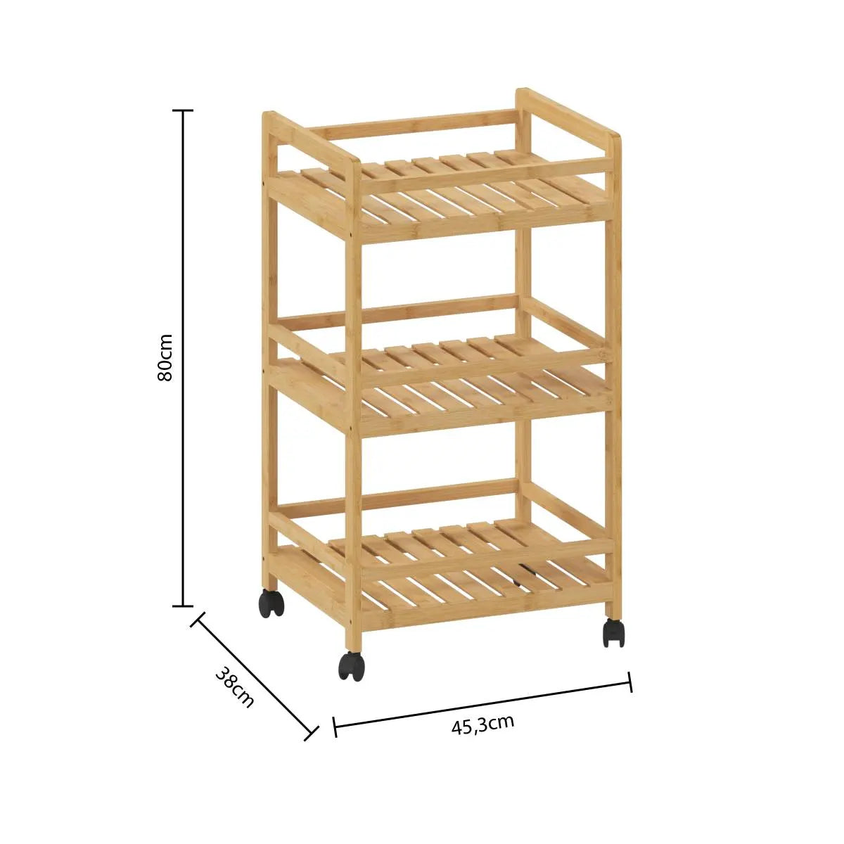 Cărucior de bucătărie 5five Linha, Mediu, Bambus, 3 niveluri