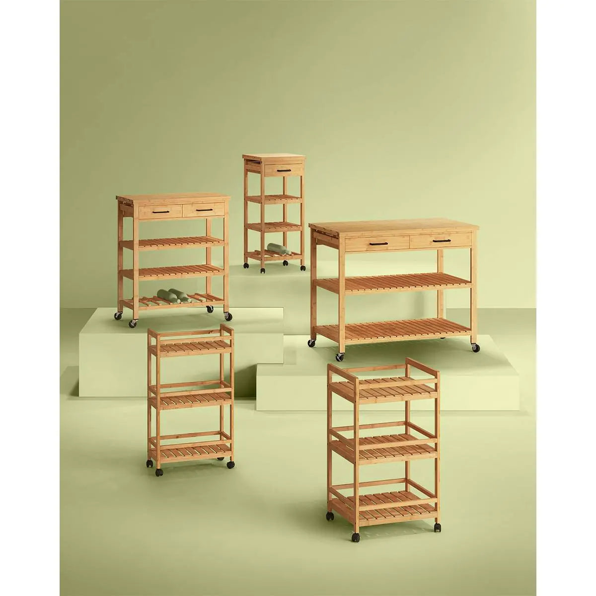 Cărucior de bucătărie 5five Linha, Mediu, Bambus, 3 niveluri