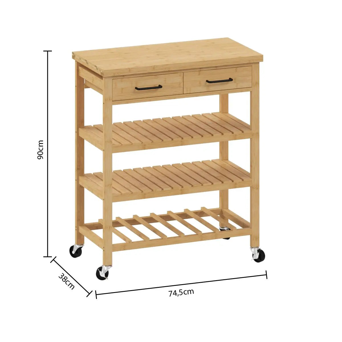 Cărucior de bucătărie 5five Linha, Mare, Bambus