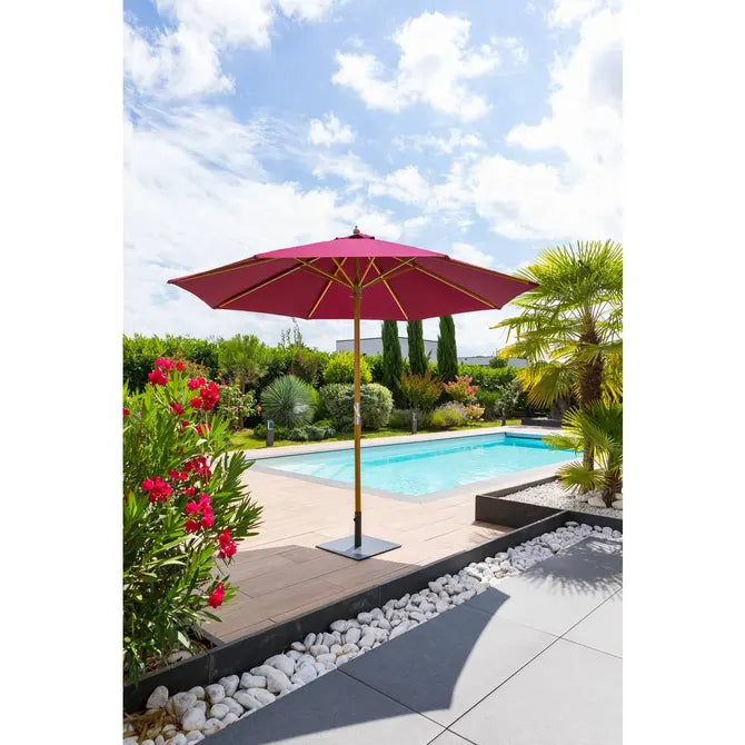 Прав чадър Hesperide Tinaei, Бамбуков прът, Olefin, Бордо, 3 m