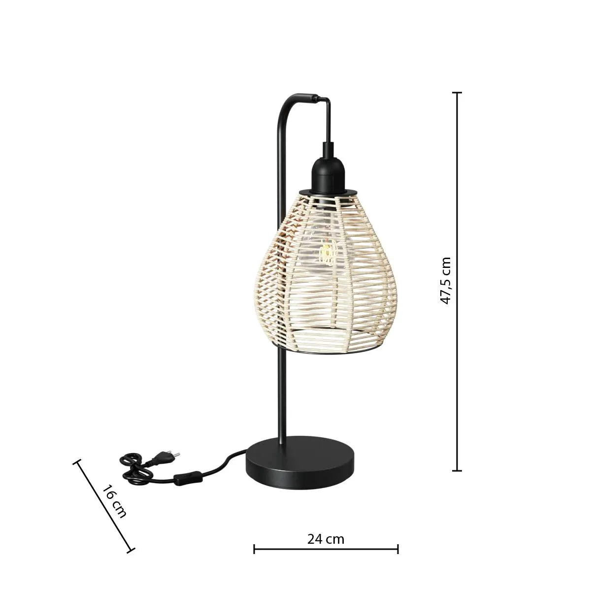 Lampă de masă Atmosphera Délia, Arc, Înălțime 47,5 cm, Metal natural