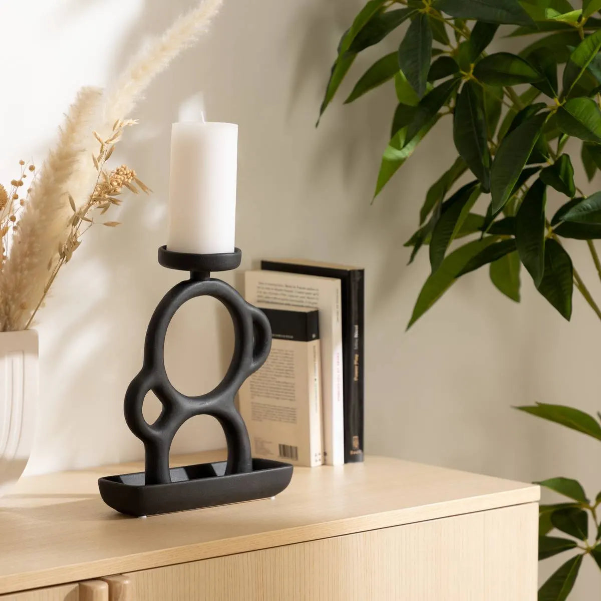 Sfeșnic Atmosphera Sab Olme, Ceramică, Negru, 25 cm