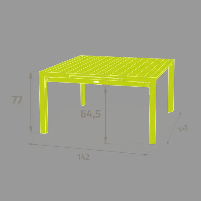 Masă de grădină pătrată Hesperide Evasion, ivory, 10 locuri