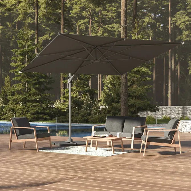 Градински чадър със странична стойка Hesperide Melhia, Накланящ се, Olefin, Антрацит, 3x3 m