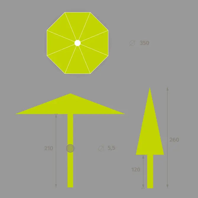 Прав чадър Hesperide Maluvia, Olefin материя, Бял, 3.5 m