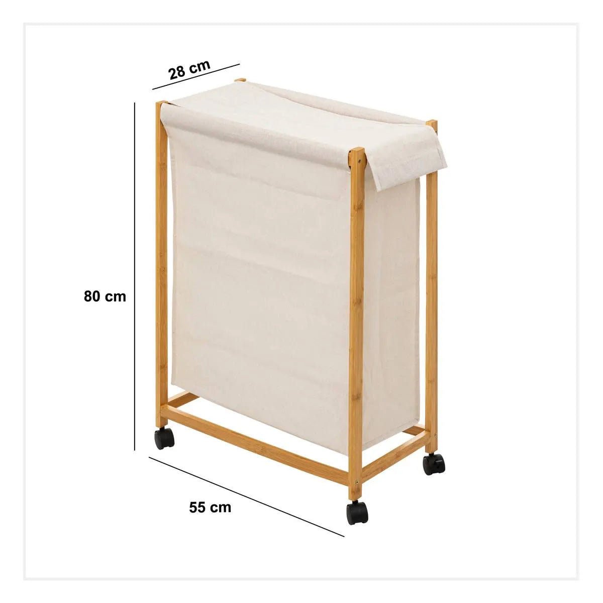 Coș de rufe 5five Bambou, pe roți, 52 l