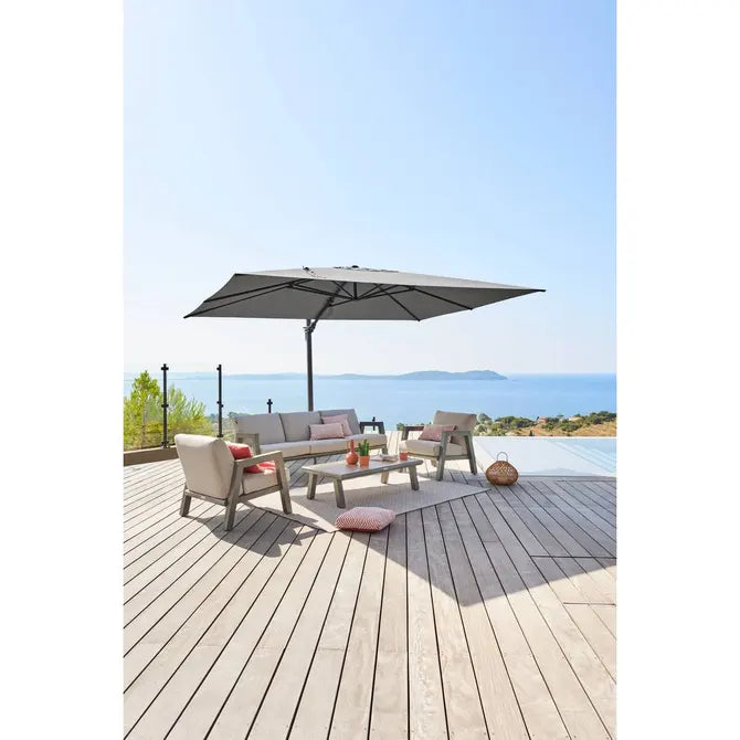 Градински чадър със странична стойка Hesperide Suenyo Sunbrella, Антрацит, 4x3 m