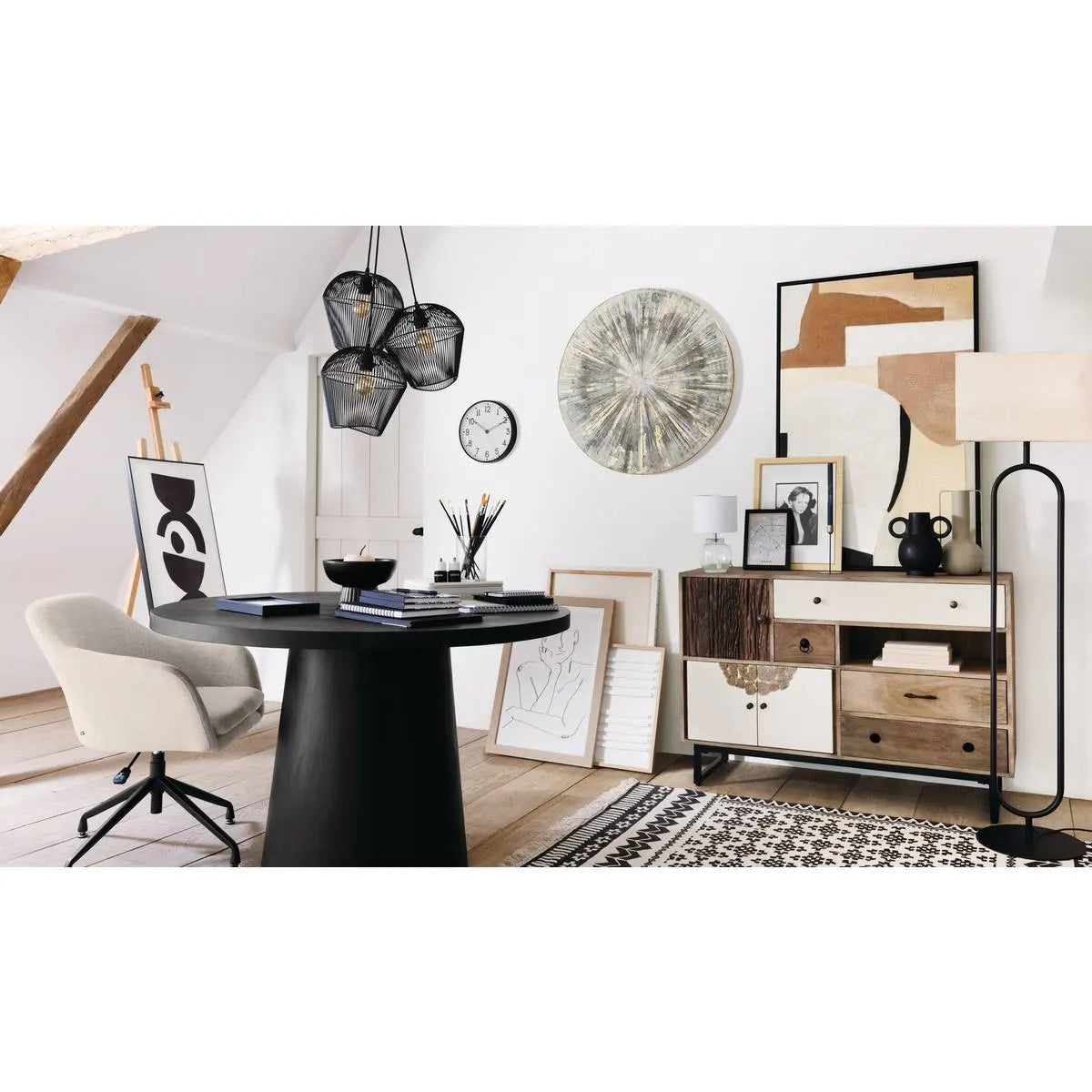 Lampion atmosphere Alec, Metal, Negru, 154 cm