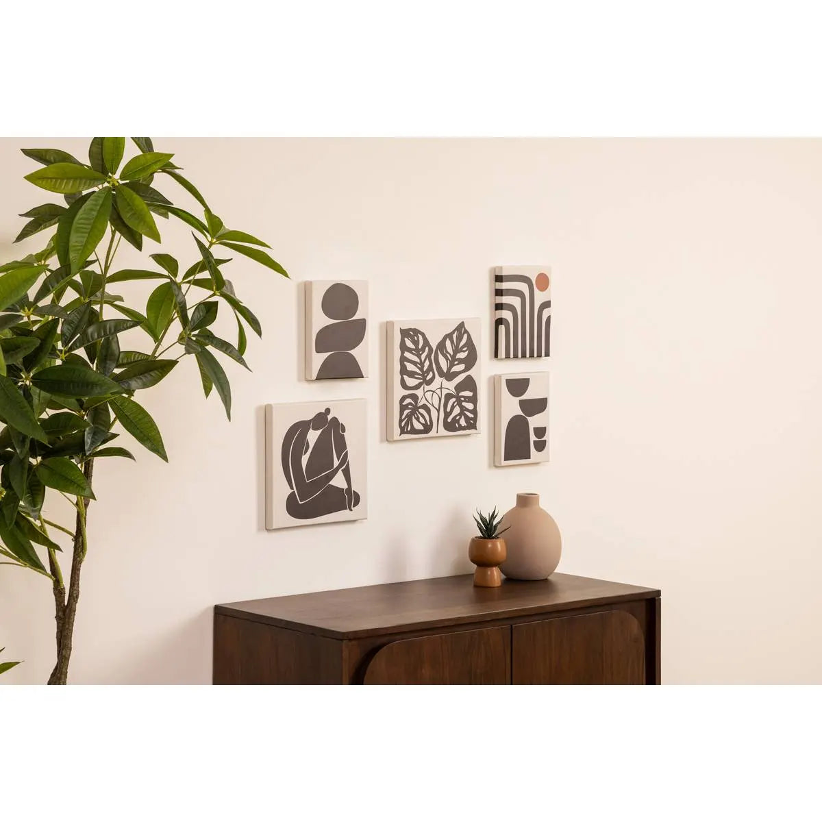 Pictură înrămată Atmosphera Cynthia, Imprimeu abstract, Set de 5