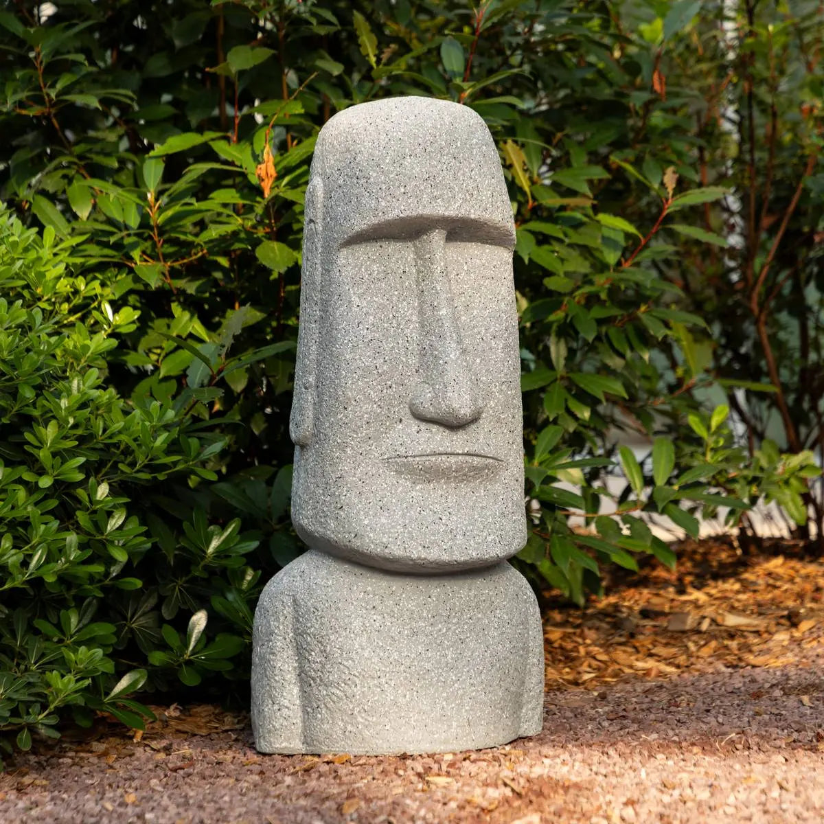Statuie decorativă Atmosphera Moai, Magneziu, Gri, 82 cm