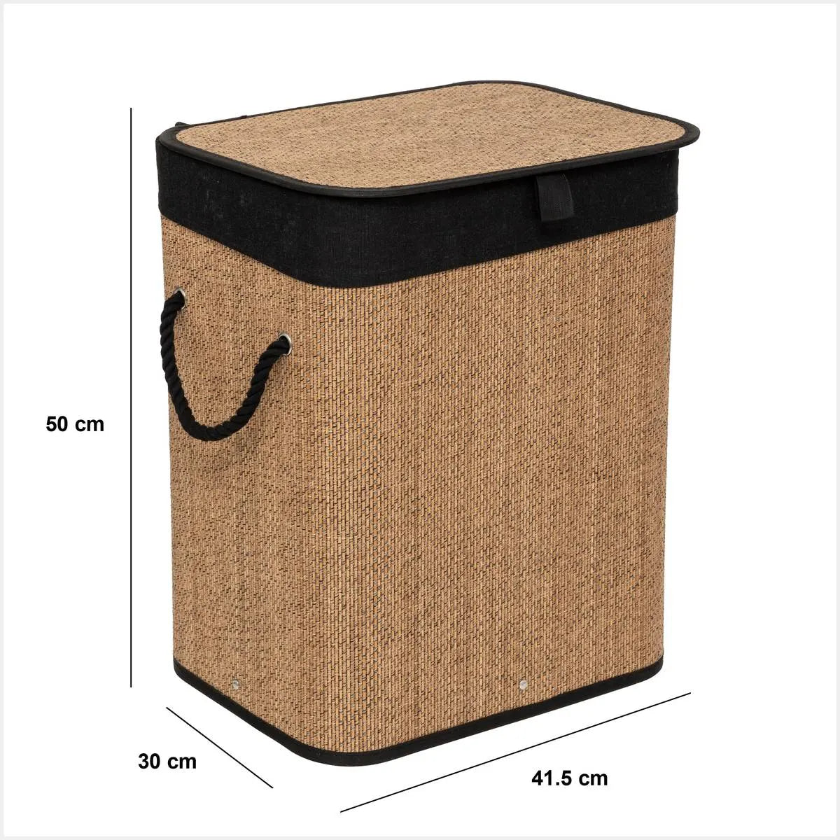 Coș de rufe 5five, dreptunghiular, bambus și material textil negru, 60 l