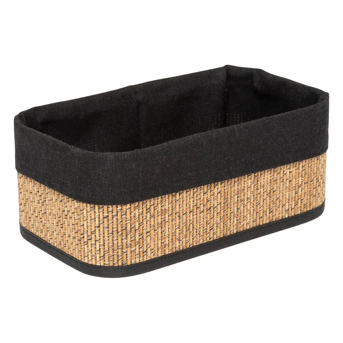 Set de 3 coșuri de depozitare 5five, Bambus și material textil, Negru