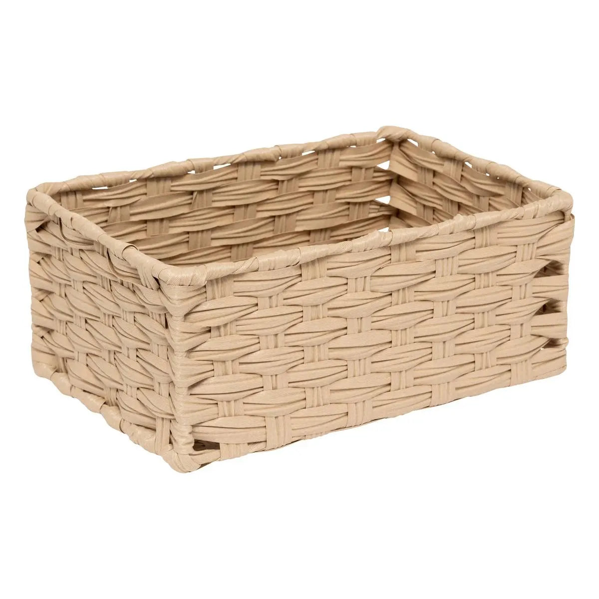 Set de 3 coșuri de depozitare 5five Tresse, PE, Înalte, Bej